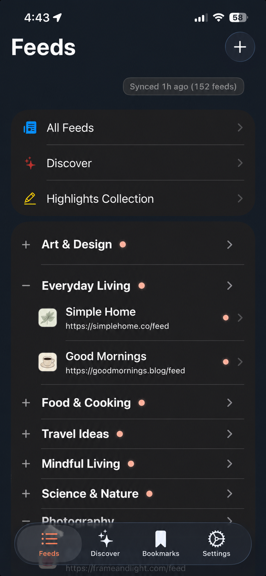 Fawn Reader feeds list